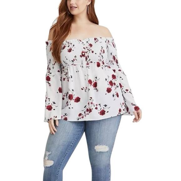 Torrid Floral Off Shoulder Blouse - 3X - Picture 1 of 6